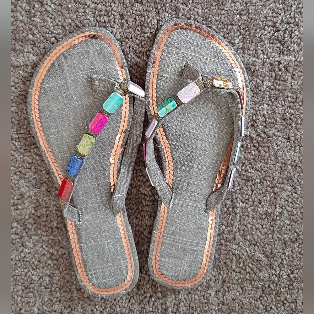 Bead and sequin sandals ~ Size 6